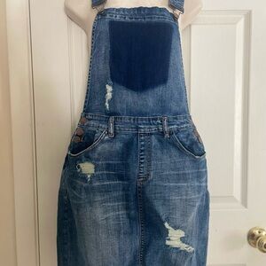 Dollhouse Women’s‎ Distressed Overall Denim Dress Size 11